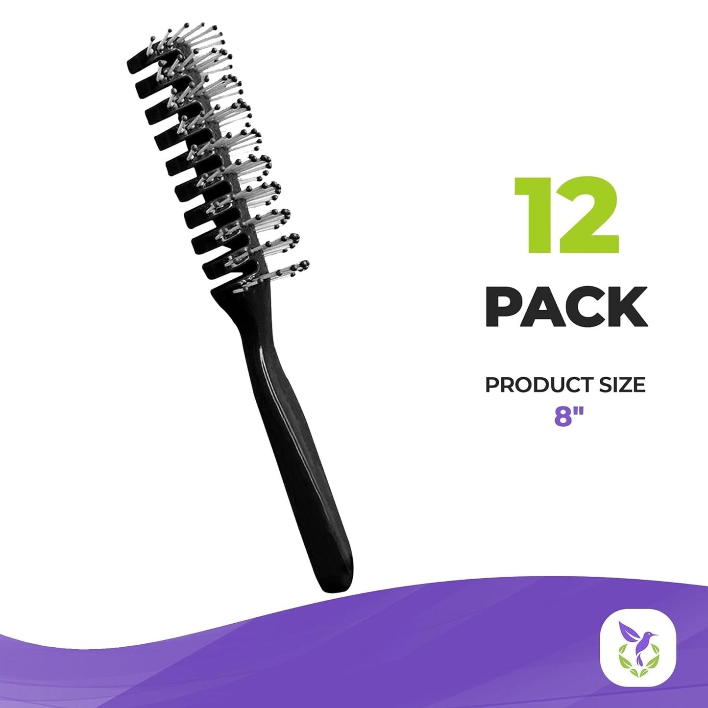 Plastic Bristles Hair Brushes 8 Inch Black 12 Pack Hair Styling Tools