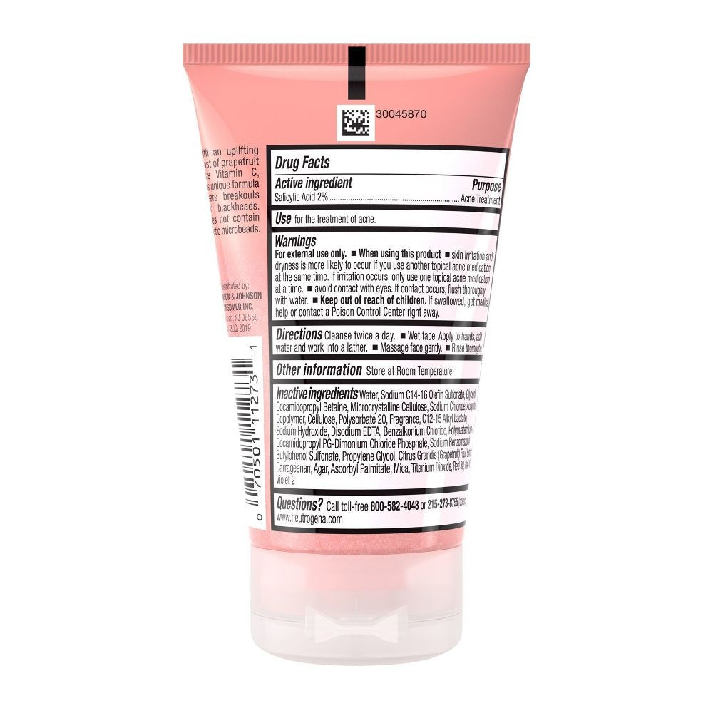 Neutrogena Oil Free Pink Grapefruit Foaming Acne Face Wash, 2oz (pack