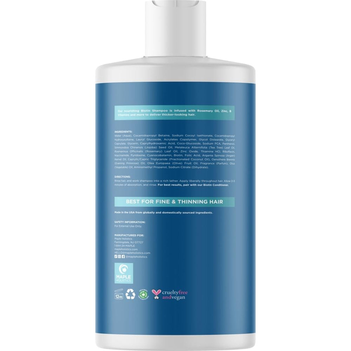 Thinning Hair Shampoo Rosemary Biotin Vegan Volumizing Fine B Vitamins