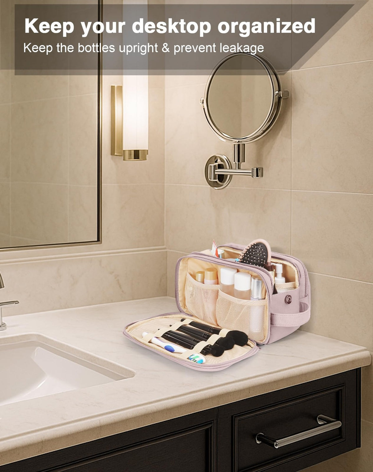 Travel Toiletry Bag Men Women Waterproof Organizer with Wet Dry Compartments
