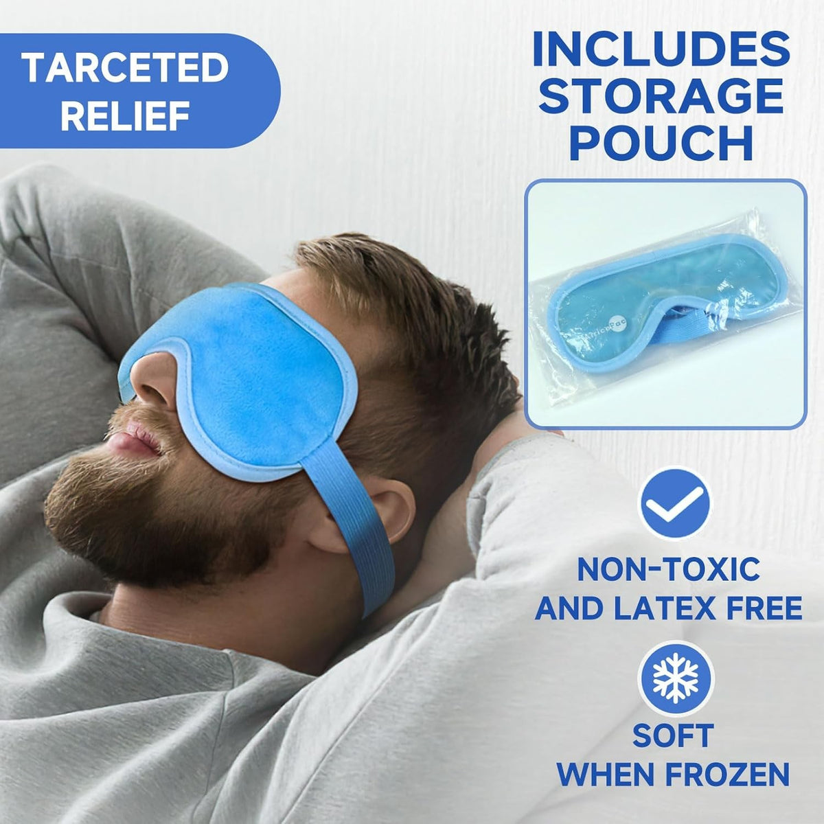 Cooling Eye Mask Gel Ice Pack for Puffy Eyes and Headache Relief
