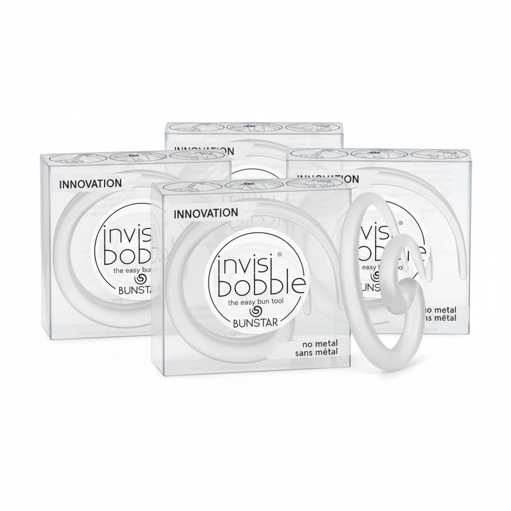 Lot of 4 Invisibobble Bunstar Traceless Bun Tool - No Metal Clear,
