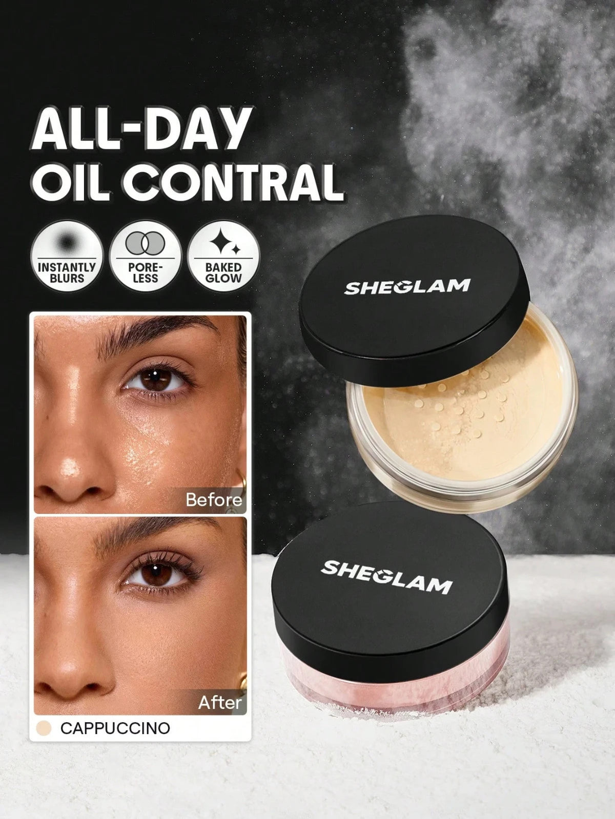 Light Brown Face Setting Powder with Natural Glow for Long-Lasting Makeup Finish