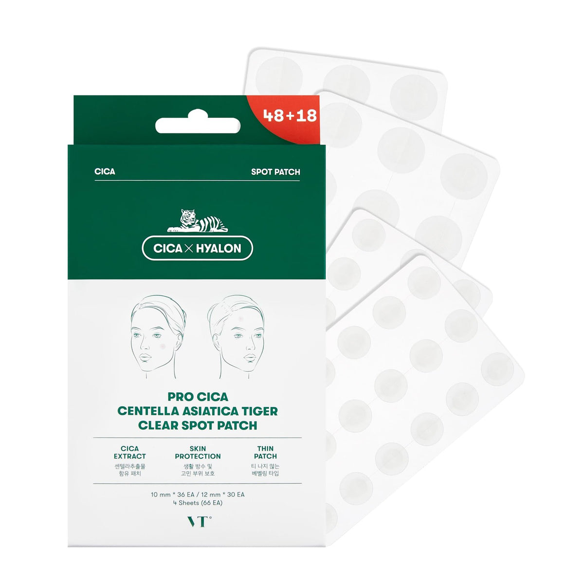 Pro Cica Pimple Patches, 66 Count - Hydrocolloid Acne Spot Treatment