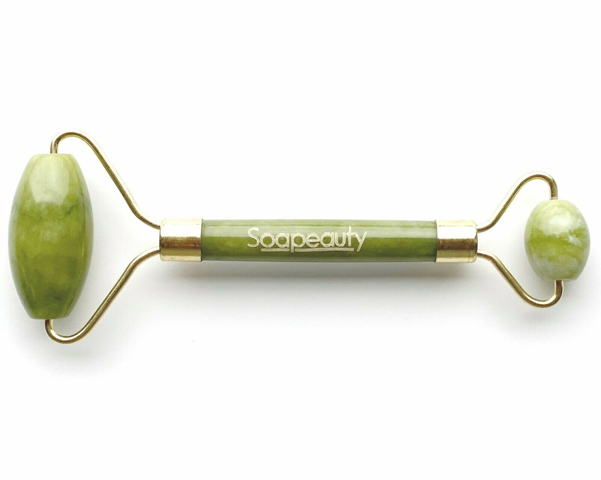 Natural Jade Facial Roller Dual Action Face Massager for Skin Detox and Relaxation