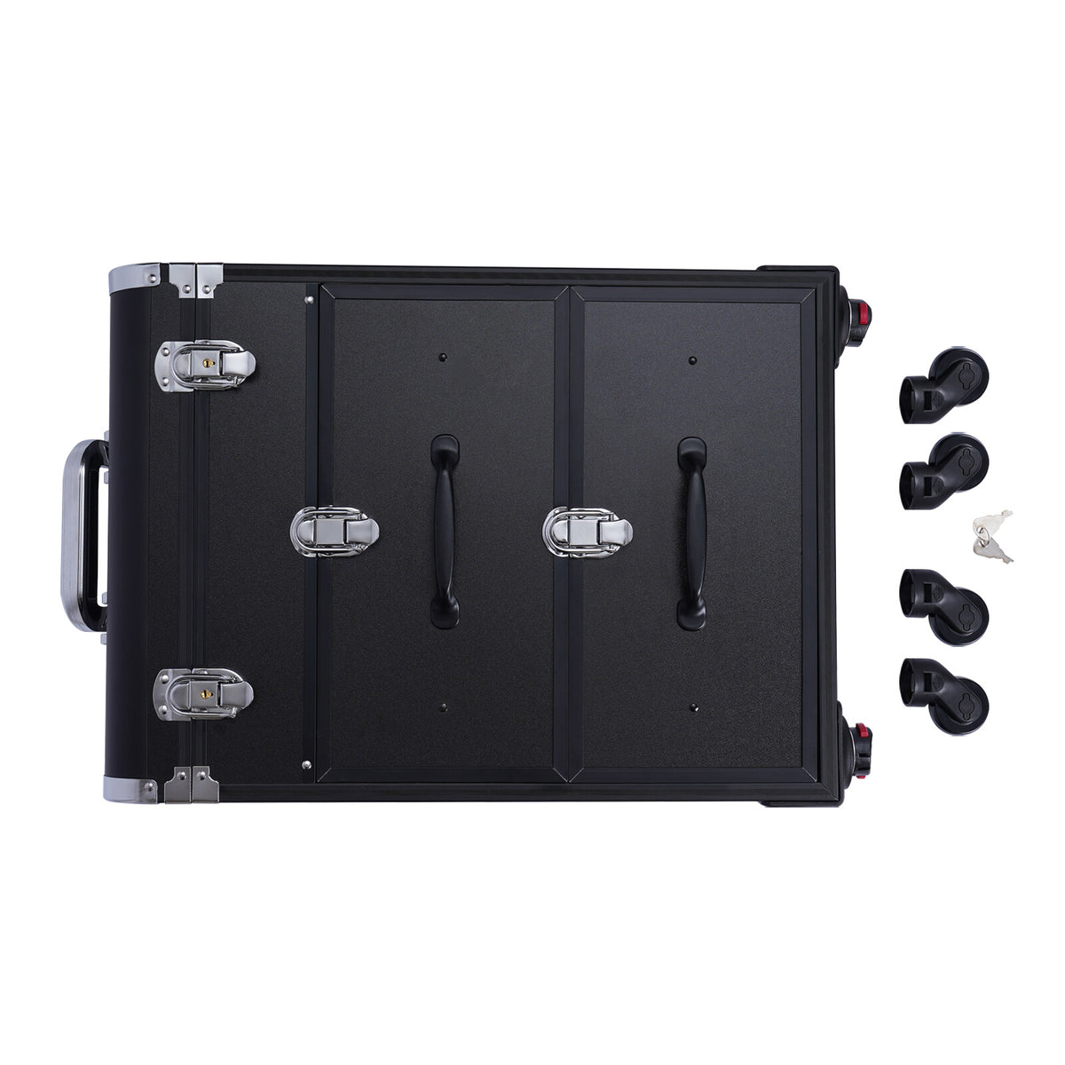 Rolling Makeup Train Case with 3 Layers and Locking Wheels - Professional Cosmetic Trolley Organizer