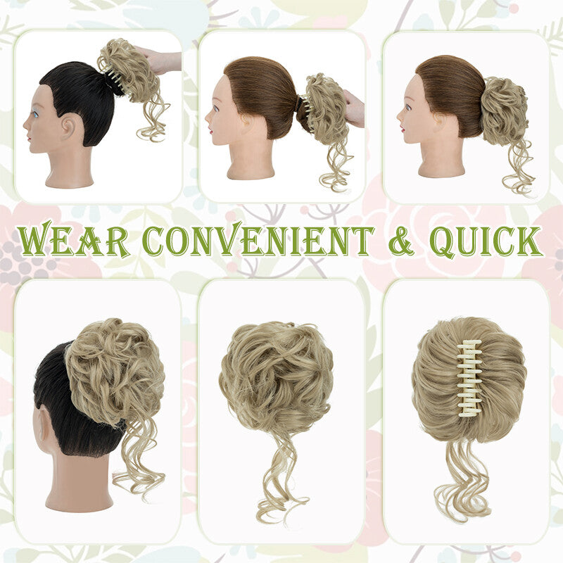 Messy Bun Claw Hair Clip Extensions - Curly Thick Updo Accessory