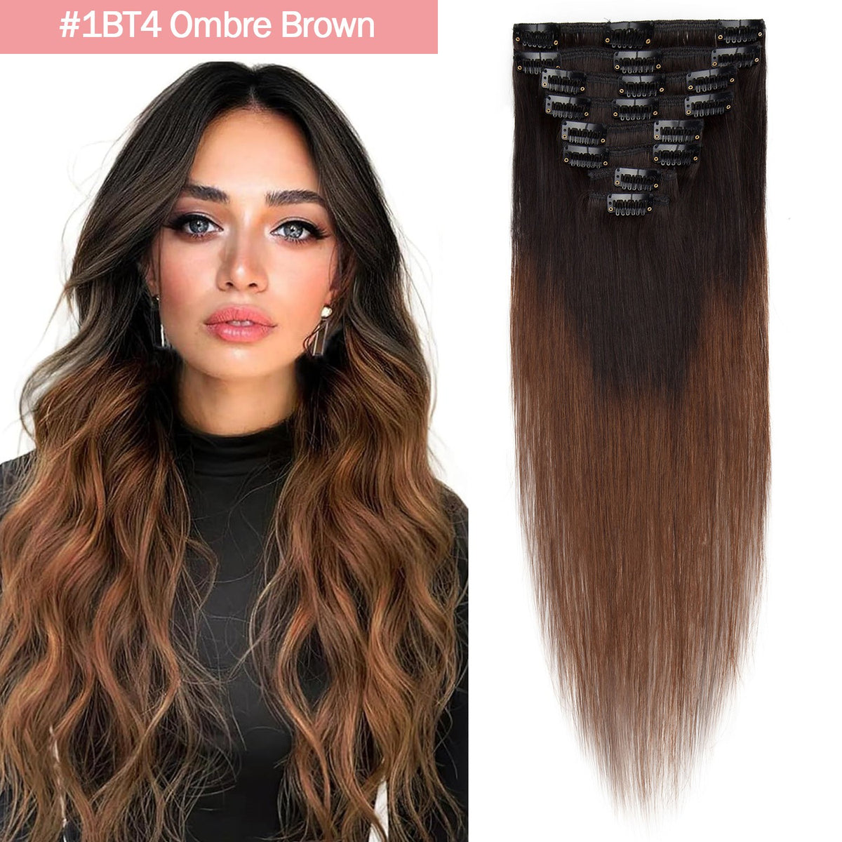 Clip-In Hair Extensions - 100% Real Human Hair Full Head Sets