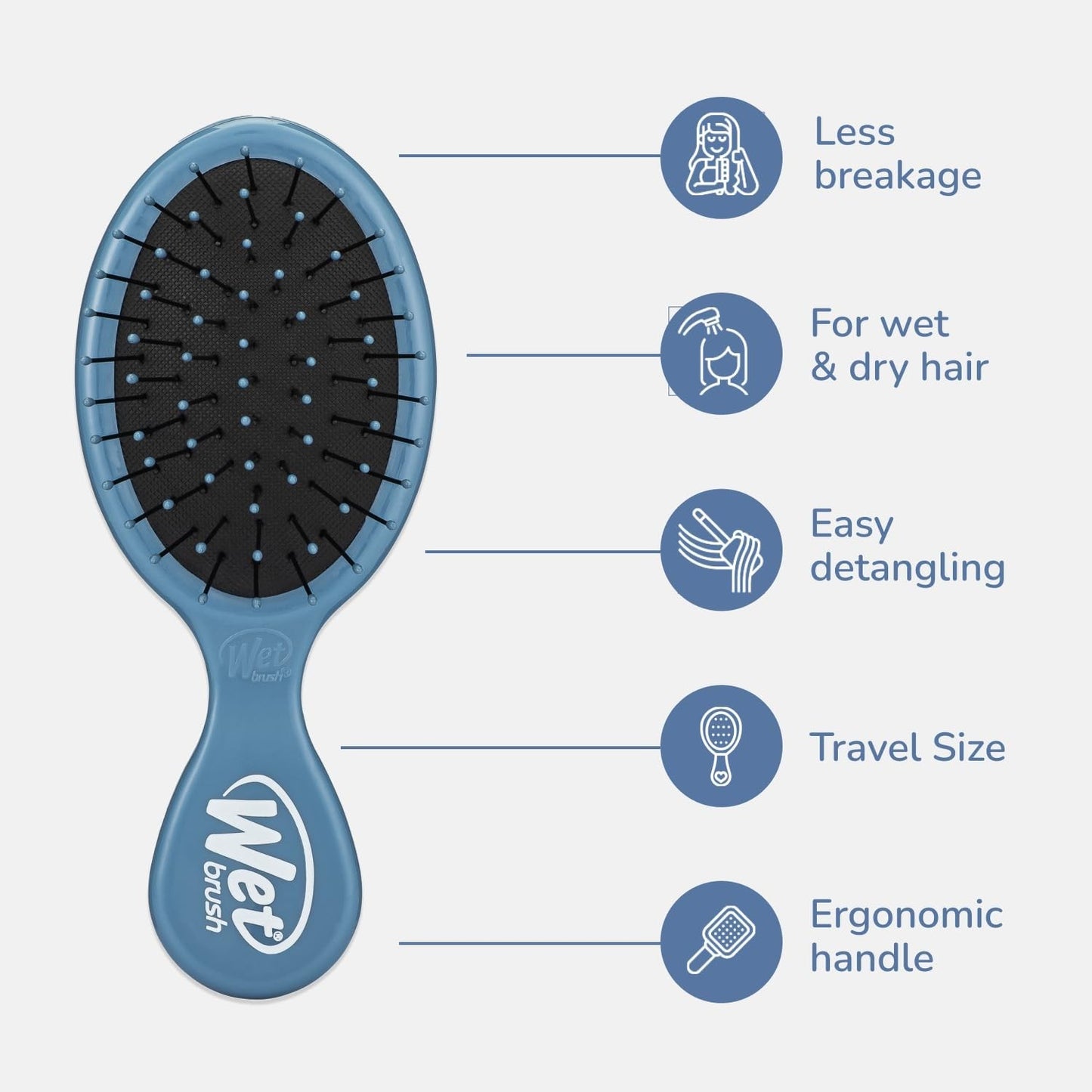 Mini Detangler Hair Brush in Elemental Blue - Pain-Free Tangle Remover
