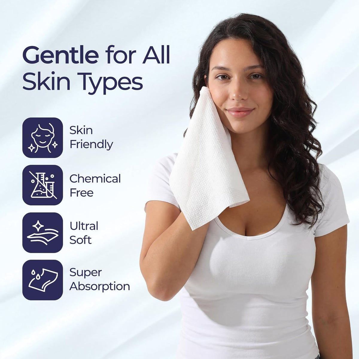 Disposable Face Towels Ultra Soft 10x12 Inch for Sensitive Skin - Pack of 120