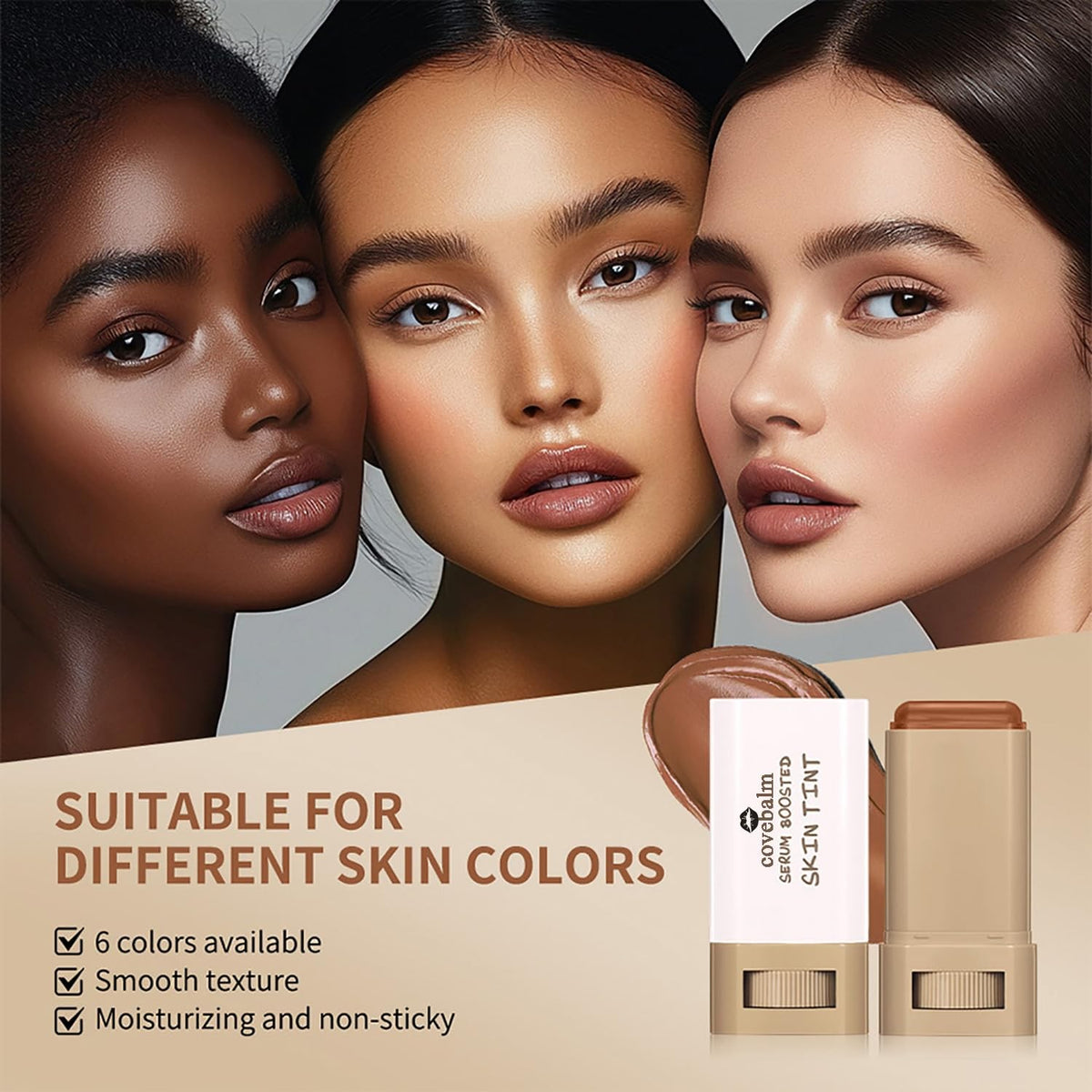 Skin Tint for Black Women - Hydrating Foundation Stick with Flawless Coverage