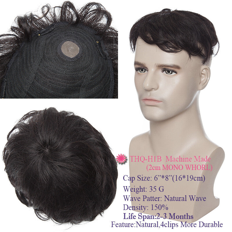Men's Thin Skin Hair Replacement Toupee Human Hair System with Full PU Base