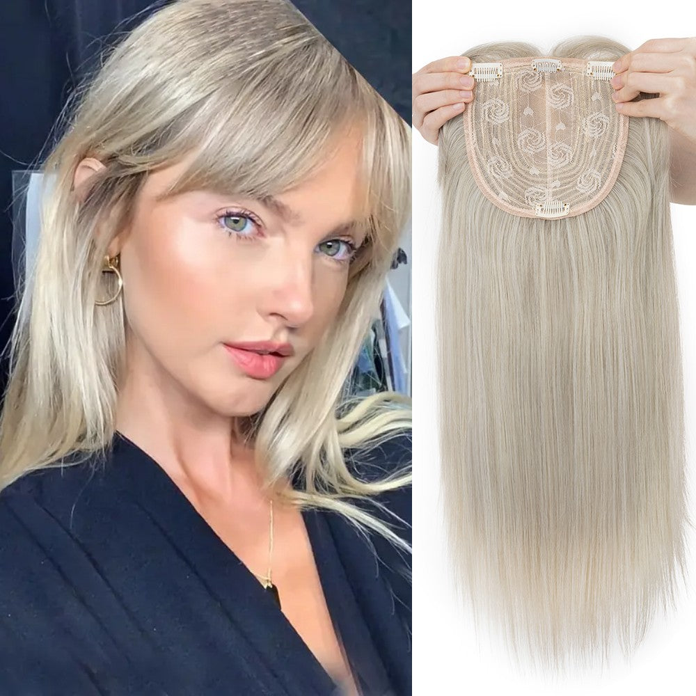 Women’s Clip-In Human Hair Topper with Hand-Tied Base - Water Wavy Style