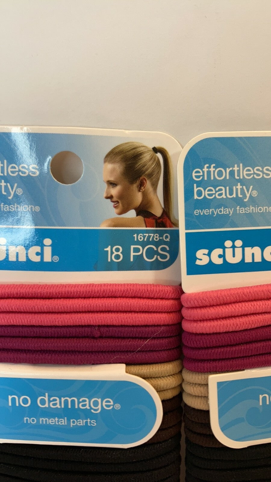 Scunci Hair Ties Ponytail Elastics No Metal Pink Tan Brown Black 3