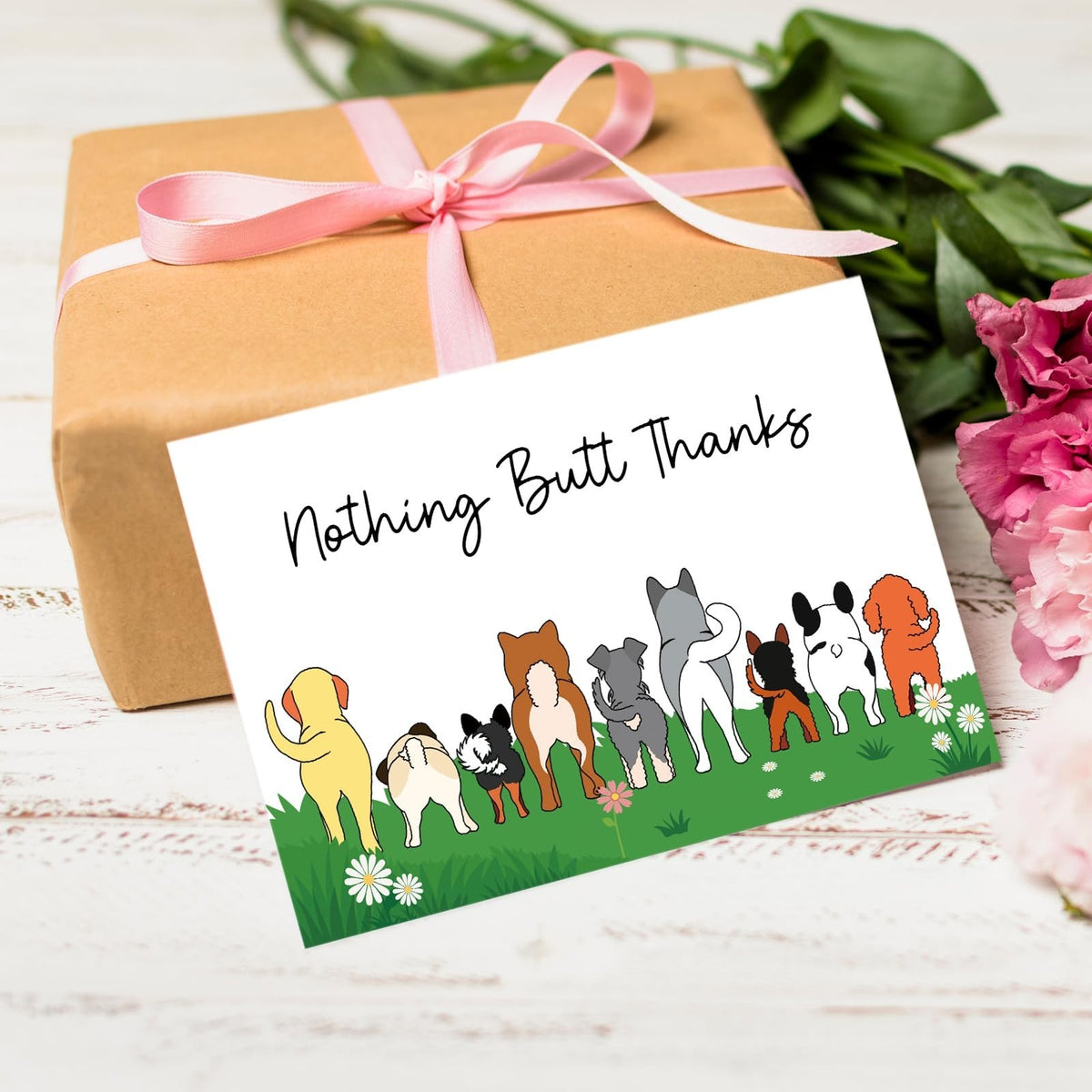 Funny Dog Thank You Card for Dog Owners - Cute Appreciation Card with Doggy Butt Humor