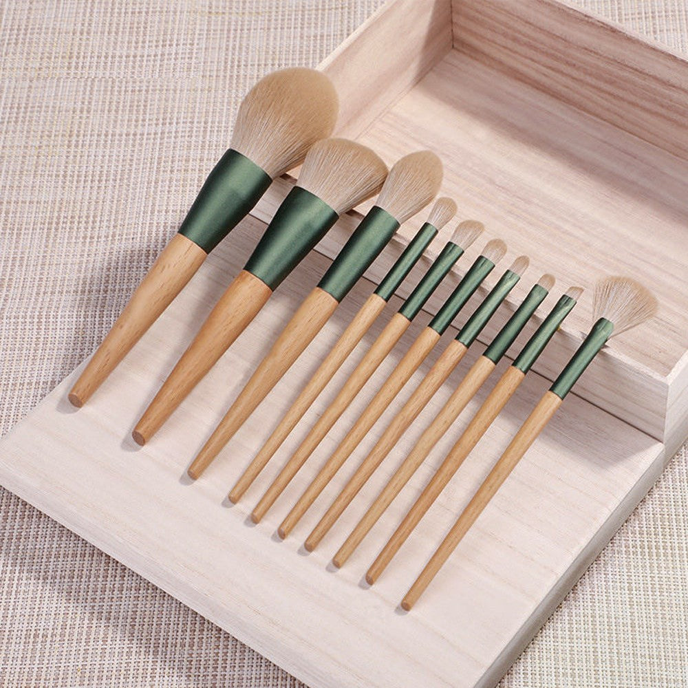10Pcs Vegan Makeup Brush Set - Soft Fluffy Professional Cosmetic Tools