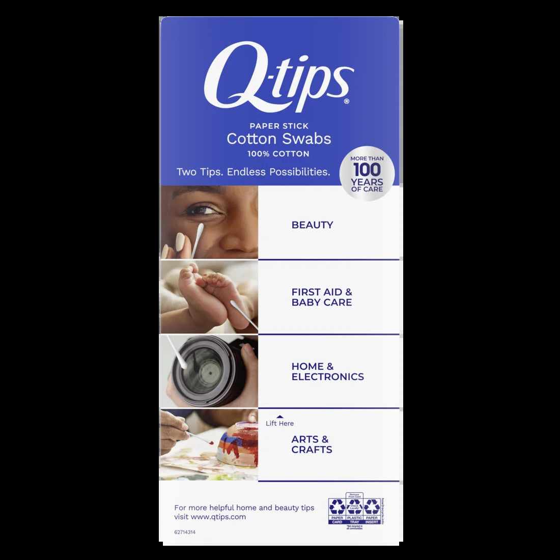 Cotton Swabs Pack - 100% Cotton, 750 Count for Home, First Aid & Beauty