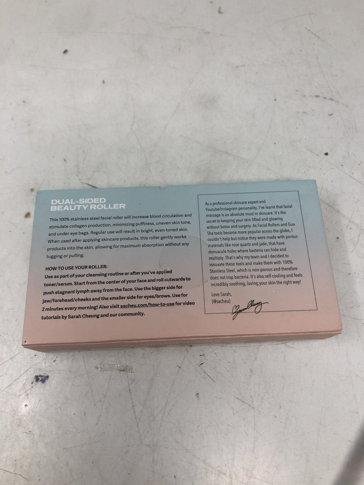 Stainless Steel Face Roller & Travel Pouch - Reusable Skin Care Tool