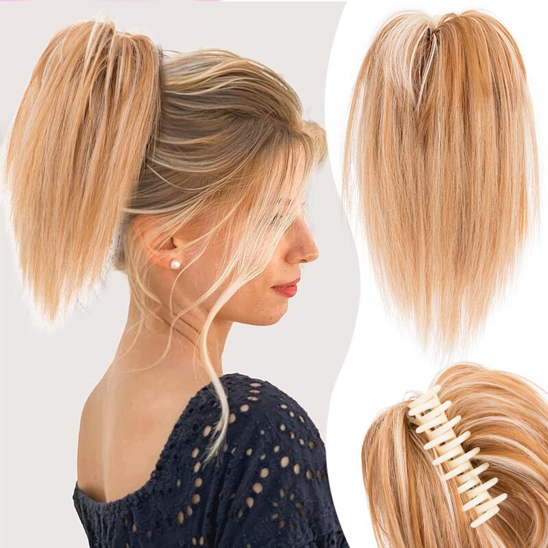 Natural Clip-On Messy Bun Hair Piece Claw Clip Hair Extension for Weddings