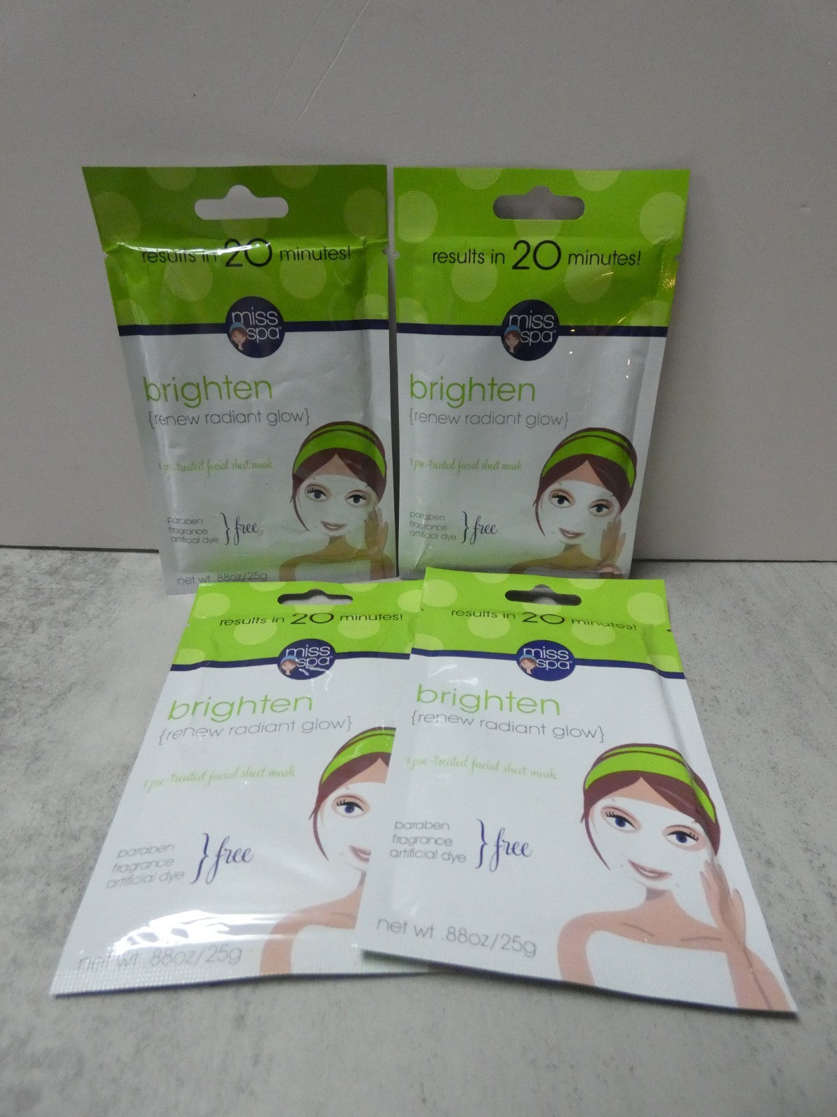 Brighten Renew Face Sheet Masks Set of 4 - 0.88 oz Each