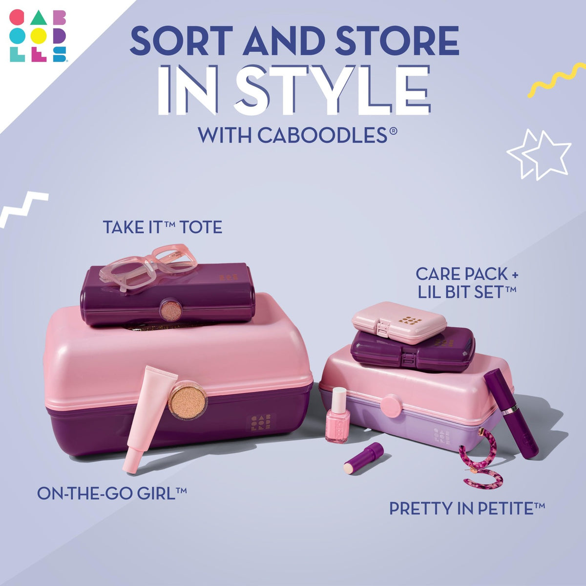 Mini Makeup Organizer with 2 Swivel Trays and Mirror - Travel Cosmetic Case