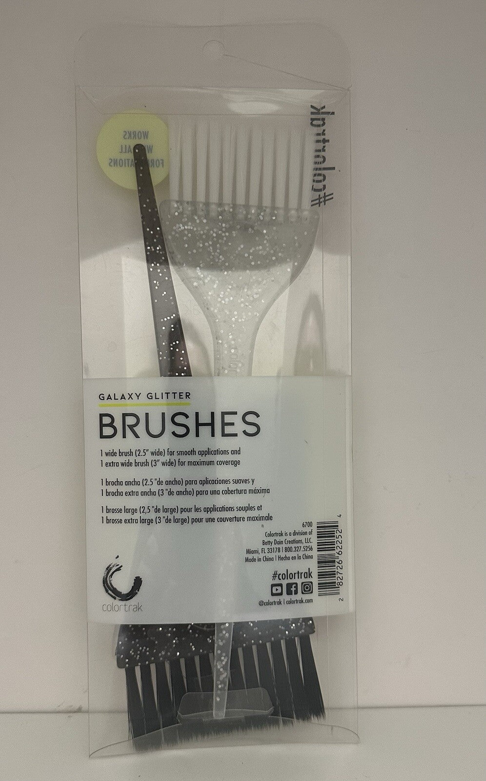ColorTrak Galaxy Glitter Chemical Applicator Feather Bristle Paint Brushes 1-3 Inches