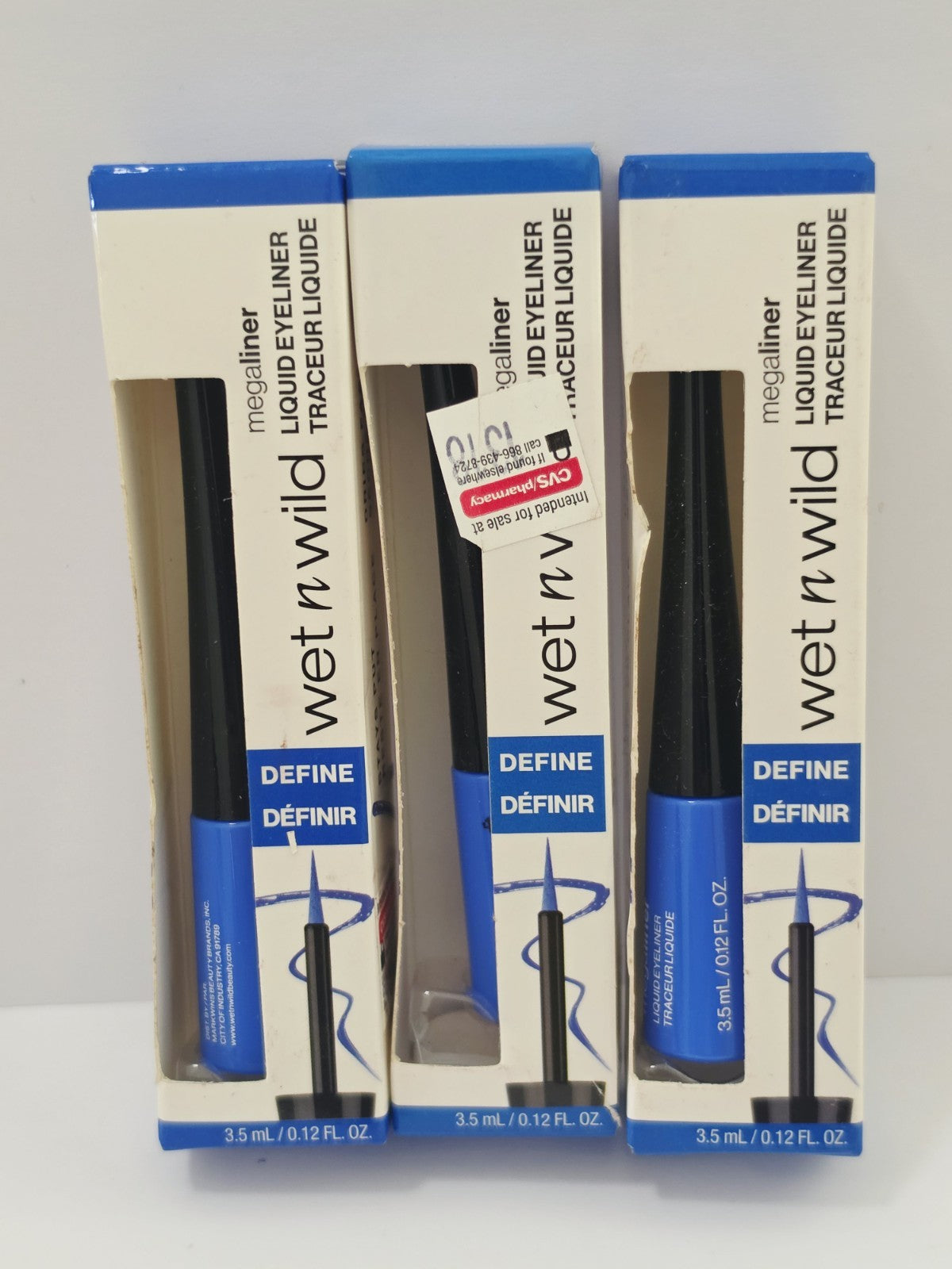 Liquid Eyeliner Blue 873a - 3 Pack Waterproof Long-Lasting Makeup