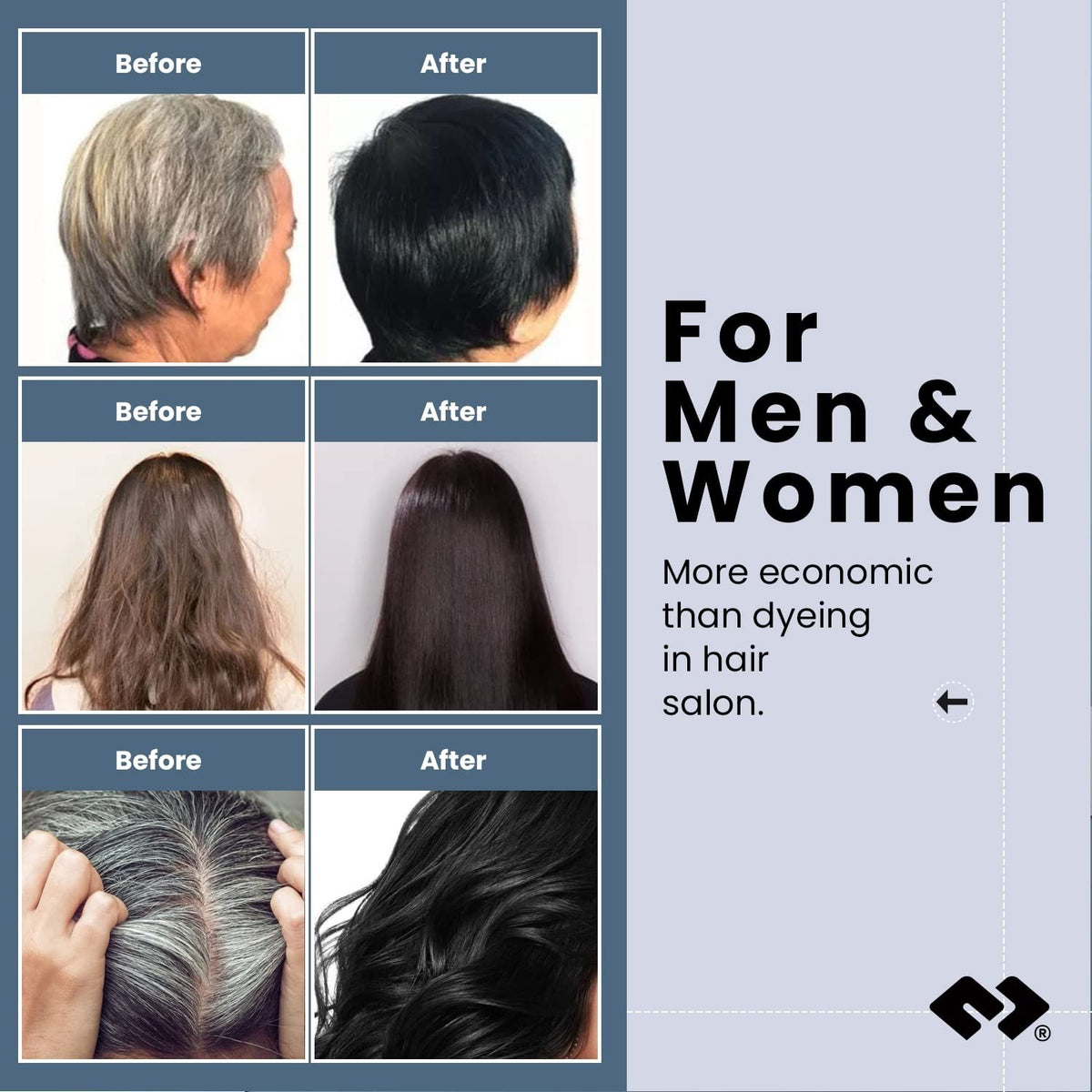 Instant Black Shampoo for Grey Hair - 30ml x 10pcs Semi-Permanent Hair Dye