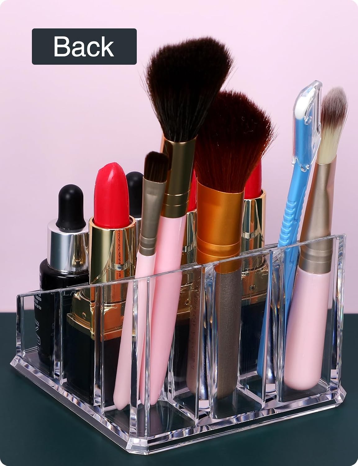 9-Slot Lipstick and Lip Gloss Organizer, Clear Acrylic Makeup Storage