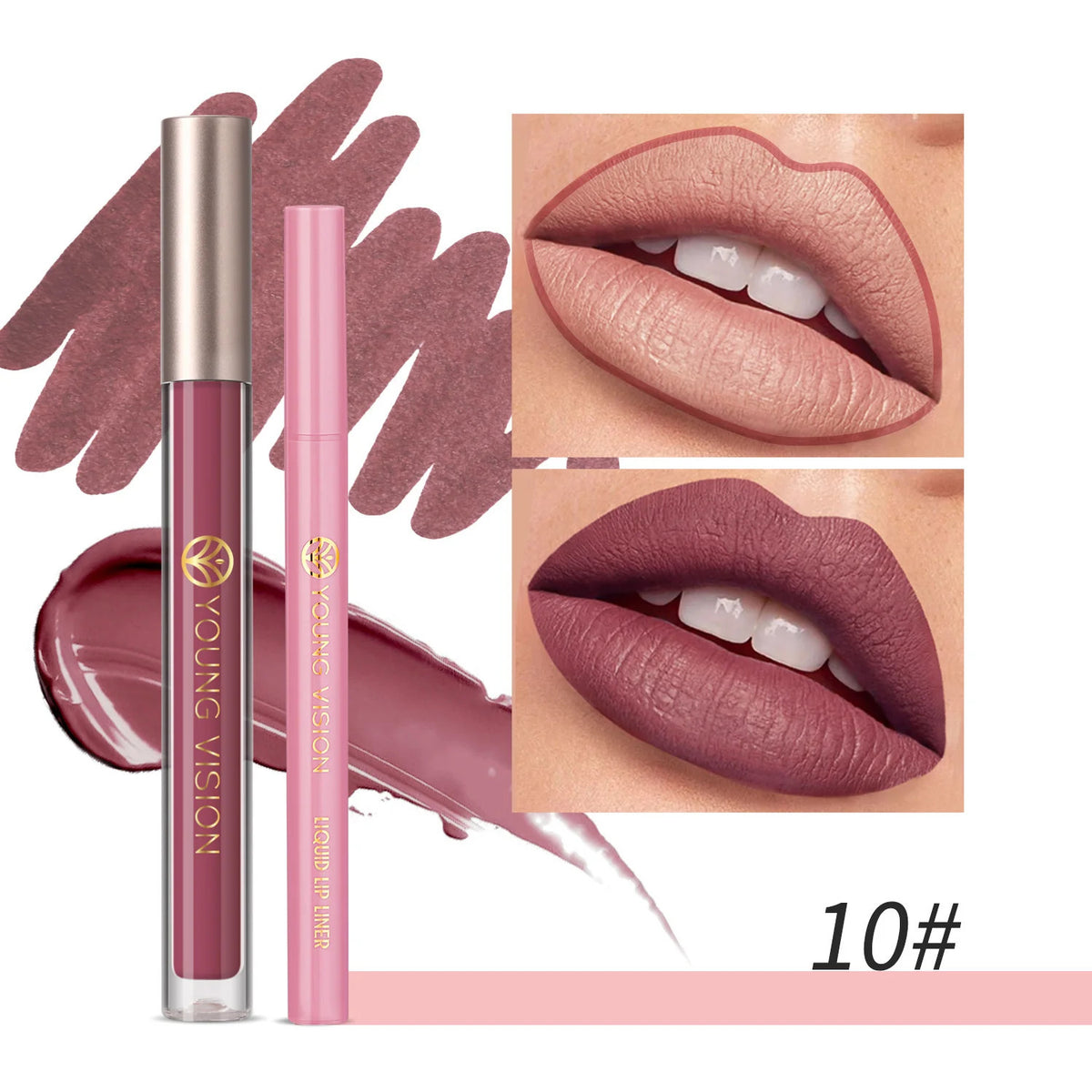 Waterproof Non-Stick Lip Gloss & Lip Liner Set - Moisturizing & Easy to Apply