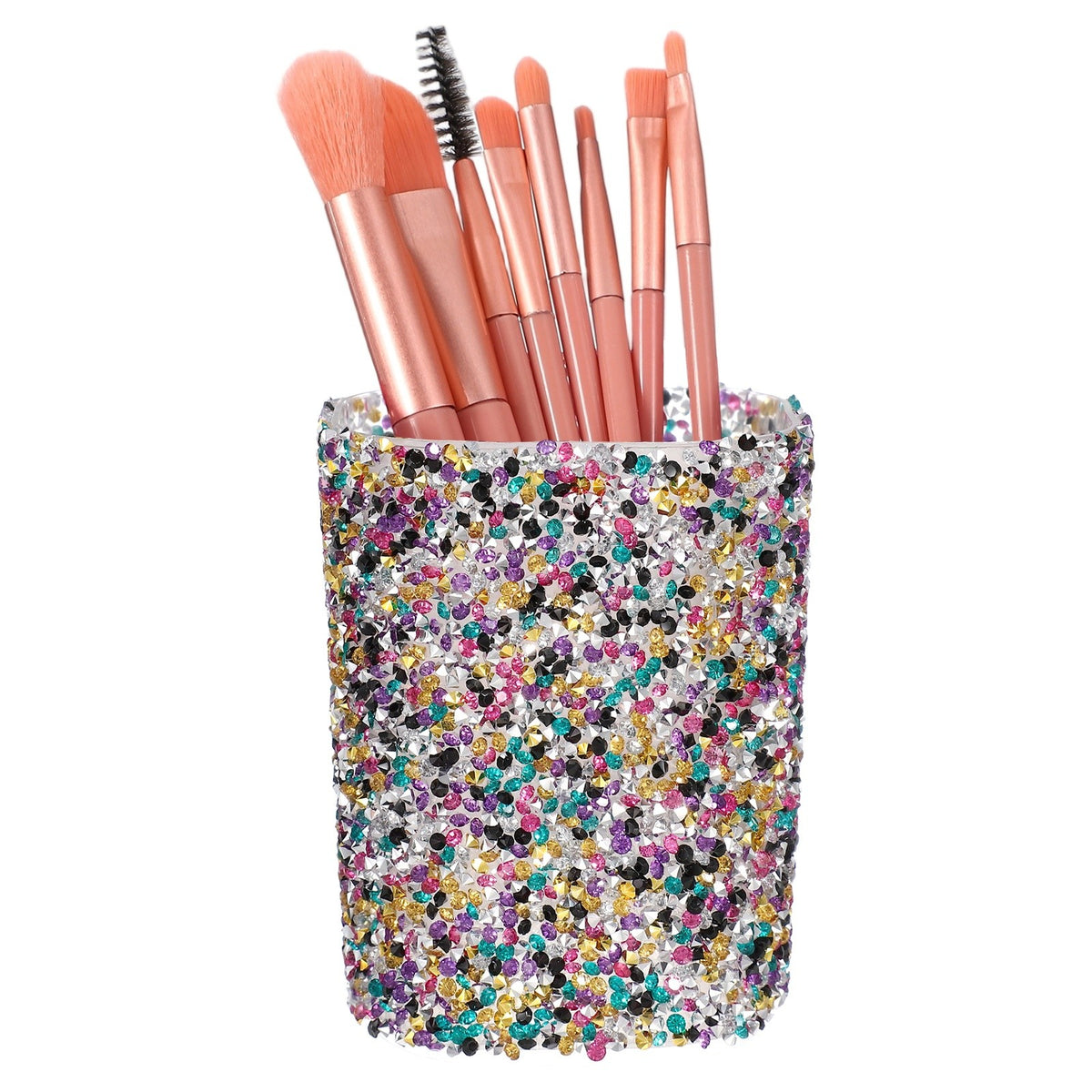 Crystal Makeup Brush & Pen Organizer Storage Box - Mixed Colors
