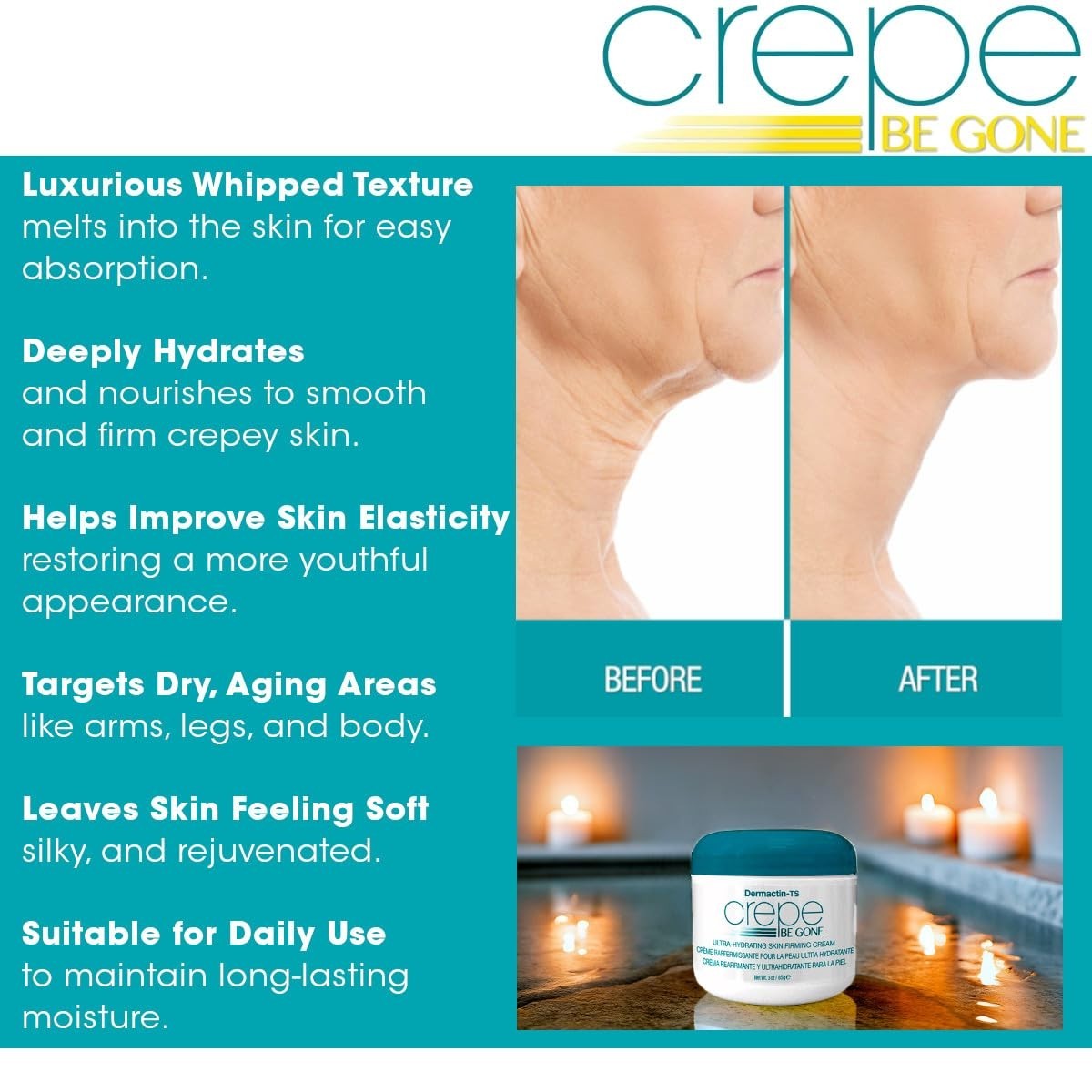 Crepe Be Gone Body Souffle - Classic 3 ounce Ultra Hydrating Skin 2