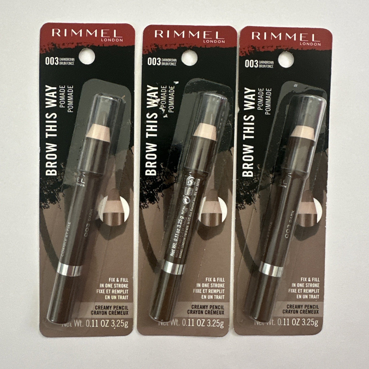 3 Pack Brow Pomade Creamy Pencil Dark Brown - Eyebrow Makeup Kit