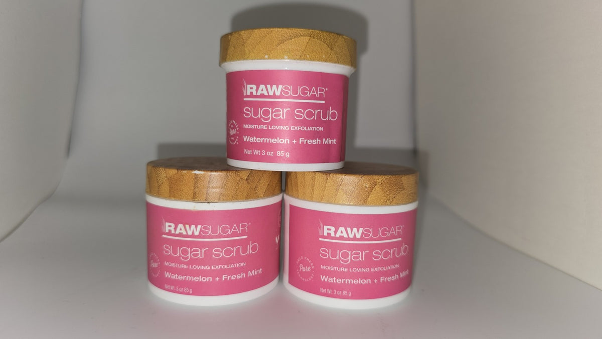 3 Pack Raw Sugar Scrub Watermelon Fresh Mint Moisture Exfoliation oz