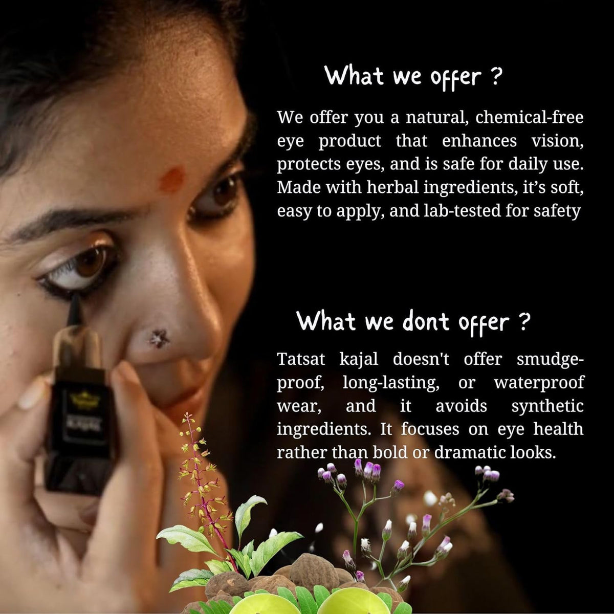 Herbal Ayurvedic Kajal Eyeliner for Eye Care - Natural, Lead-Free & Safe for All Ages