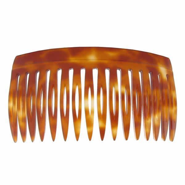 European Handmade Side Comb 2 Inch Havana Tortoise Brown Gold - Style #304