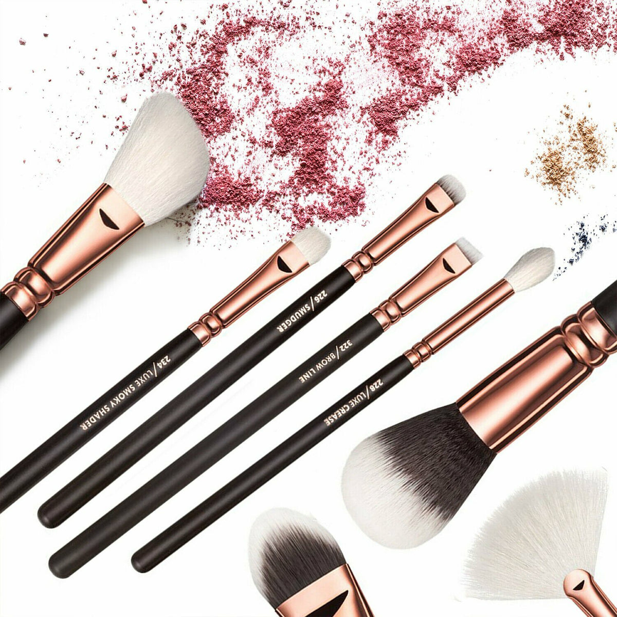 Professional 15-Piece Makeup Brush Set with Soft Bristles for Face Eyes Lip