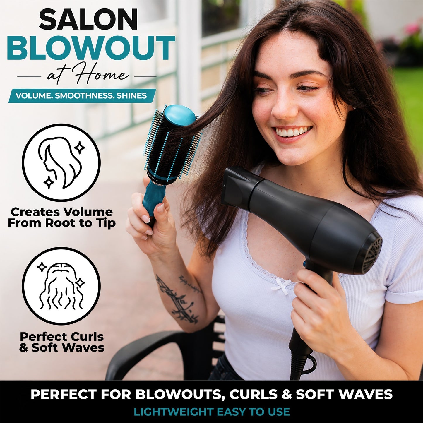 Self-Cleaning Retractable Hair Brush for Women - Blue
