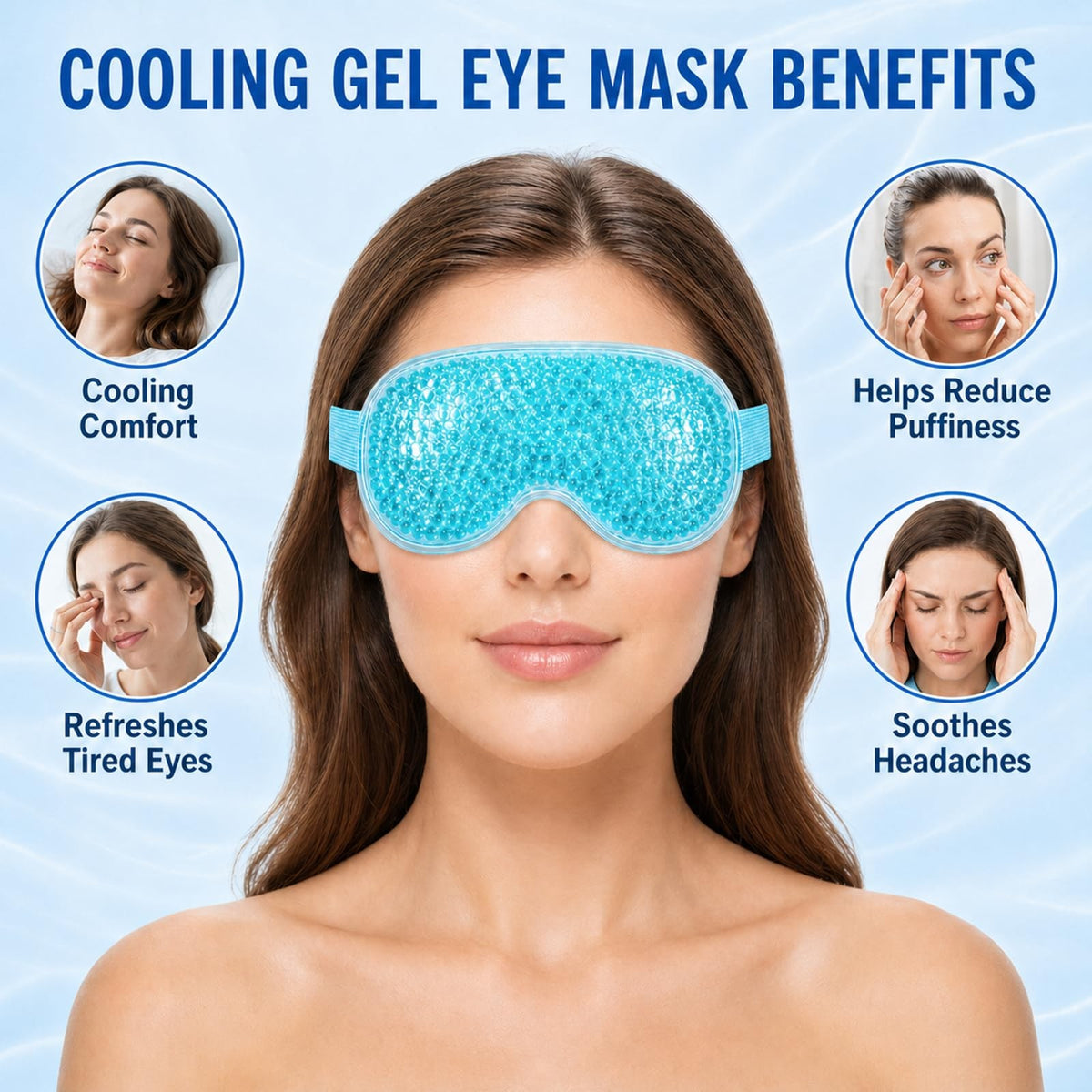Cooling Gel Eye Mask Set for Puffy Eyes and Dark Circles - Reusable Blue & Pink
