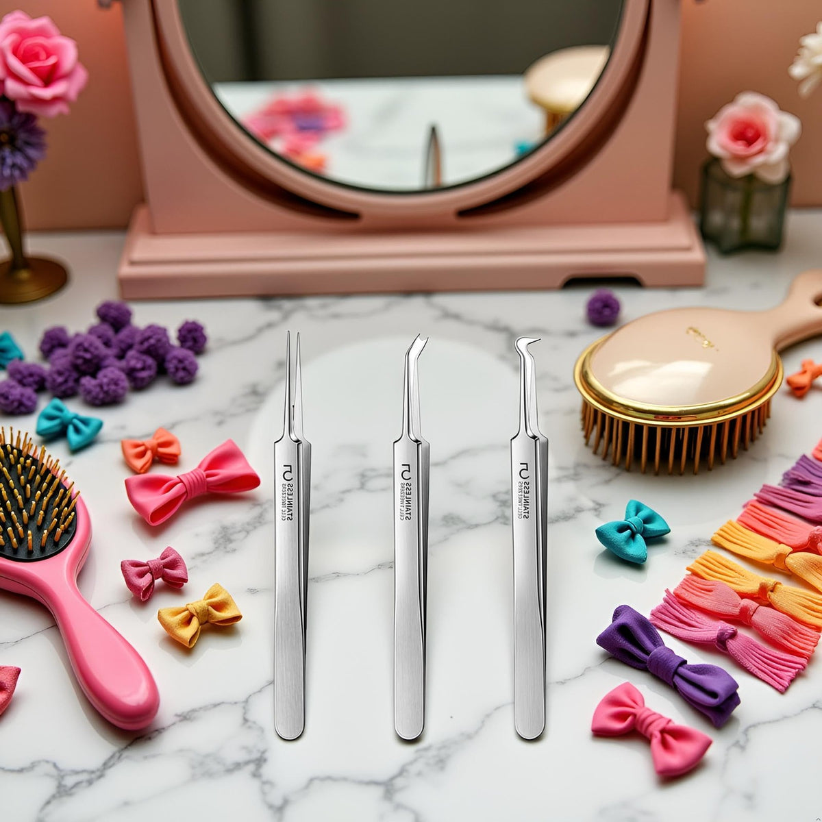 Professional Blackhead Removal Tweezers Set – 3 Silver Facial Blemish Extractors