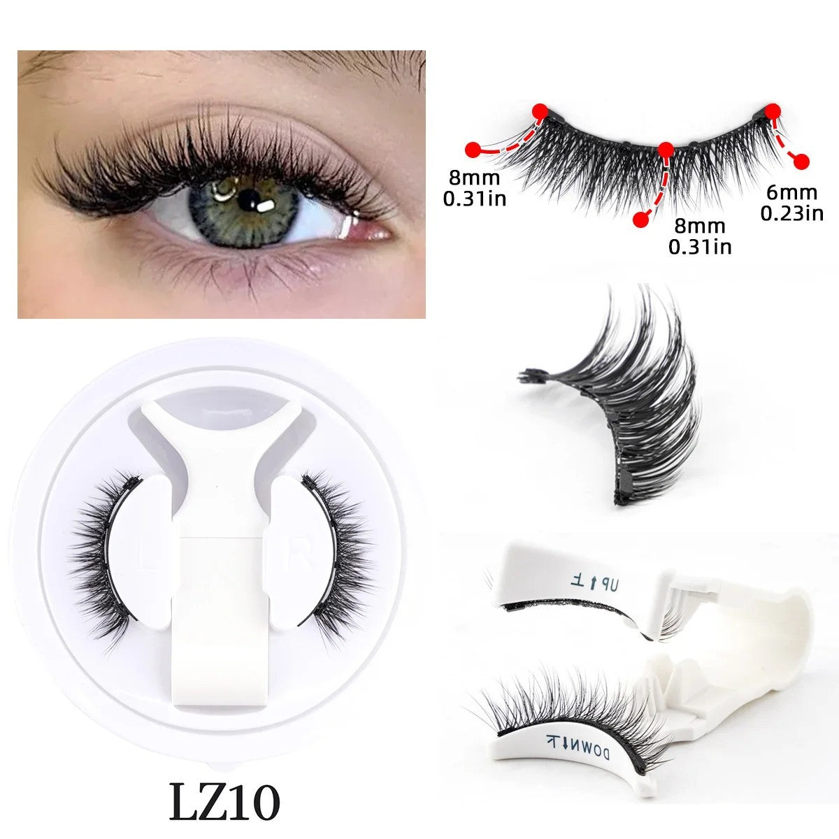 Magnetic False Eyelashes with Applicator Set – Reusable 3D Natural Look
