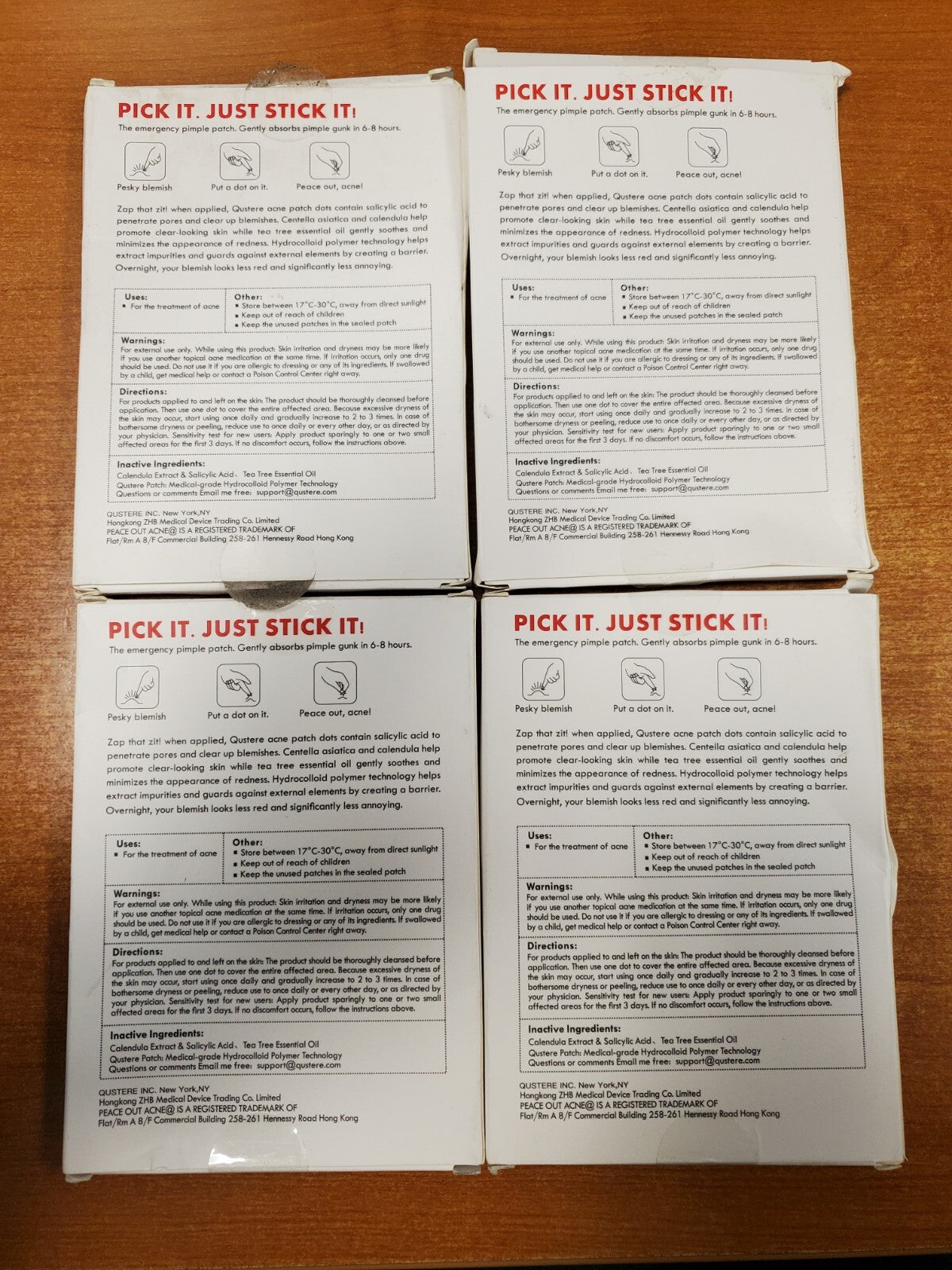Set of 4 Boxes 282 Pimple Acne Patches Hydrocolloid Assorted Sizes - Natural Ingredients
