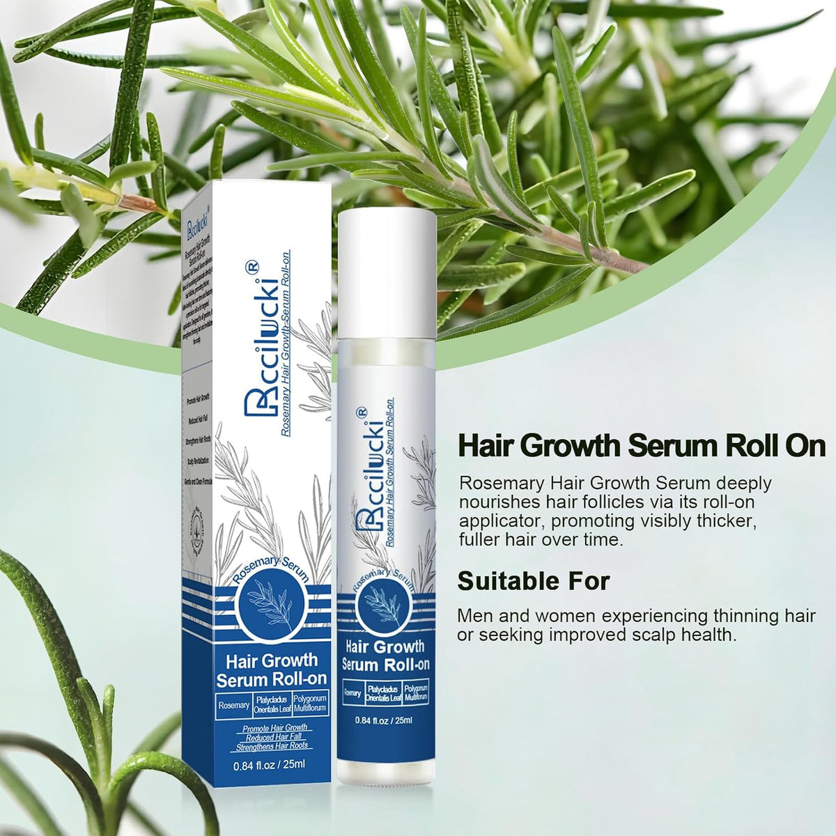 Rosemary Hair Growth Serum Roll-On 25ml – 2 Pack
