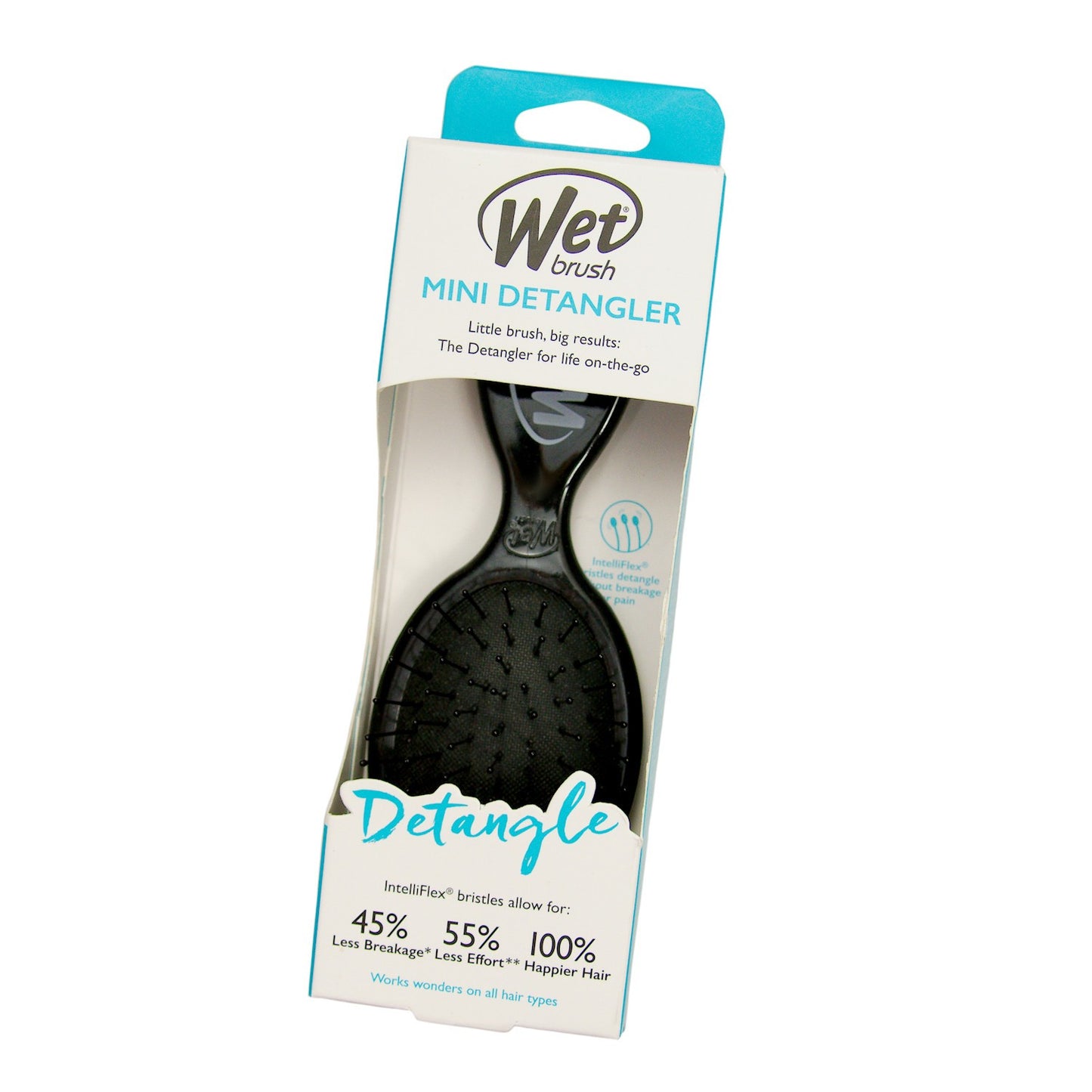 Mini Detangler Hair Brush with IntelliFlex Bristles - Travel Size Black