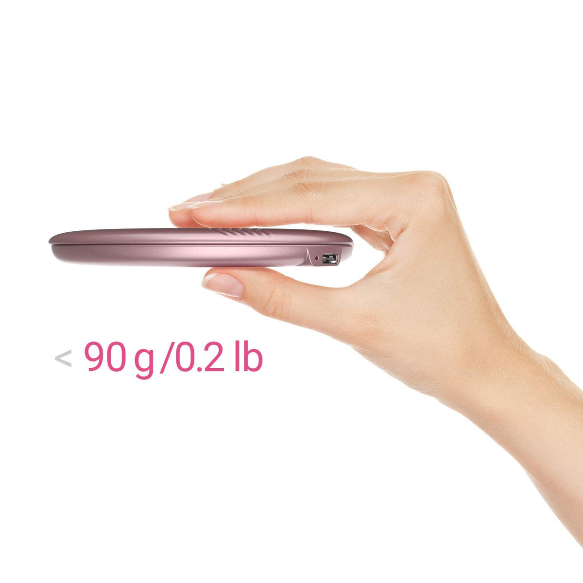 Rose Gold LED Travel Makeup Mirror with 1X/3X Magnification, Dimmable & Rechargeable