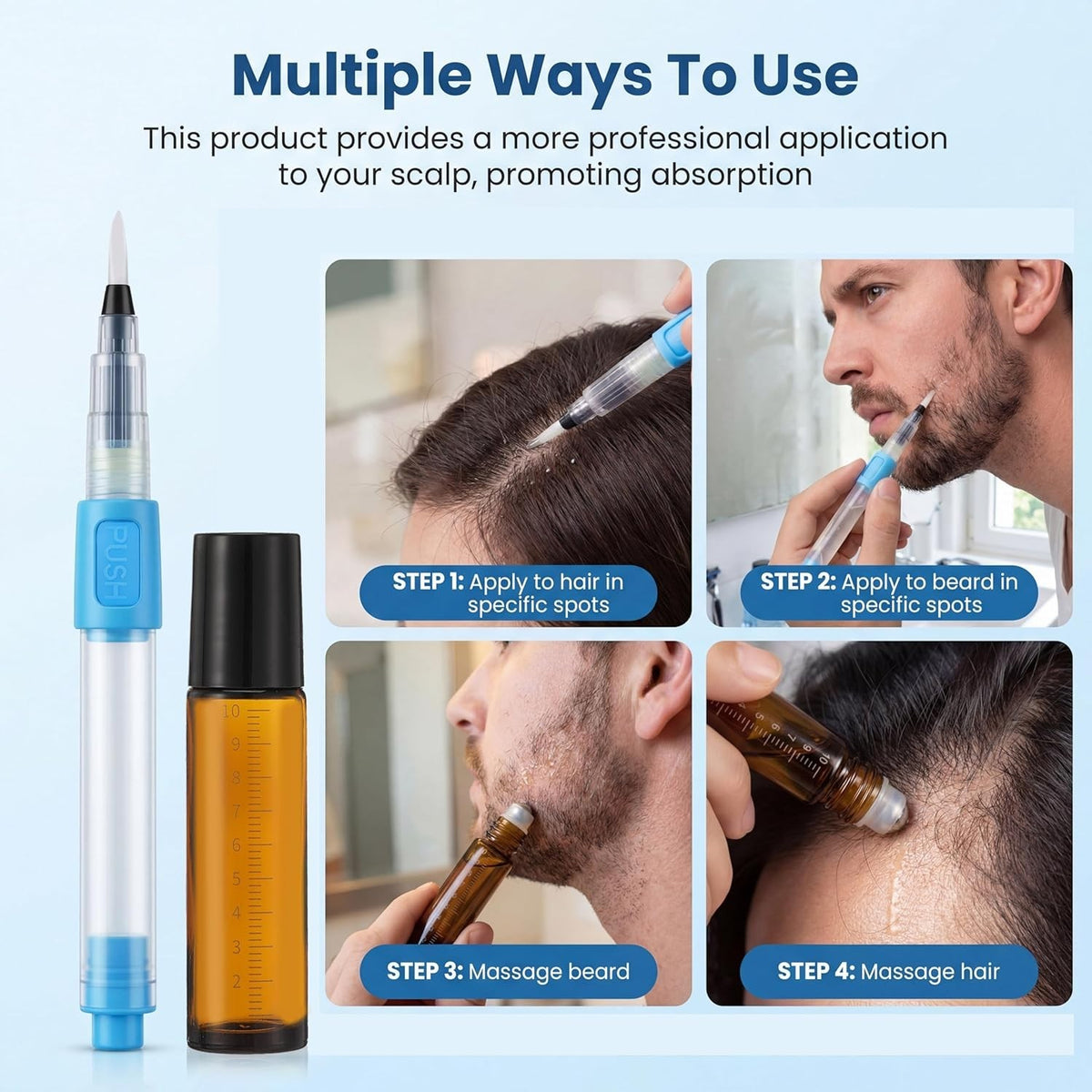 5% Minoxidil for Men Hair Regrowth - 9 Pack with Roller & Brush