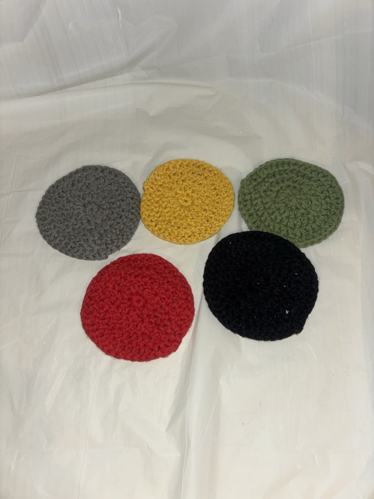 Set of 5 Crochet Face Scrubbies- 100 % Cotton, handmade. multi color