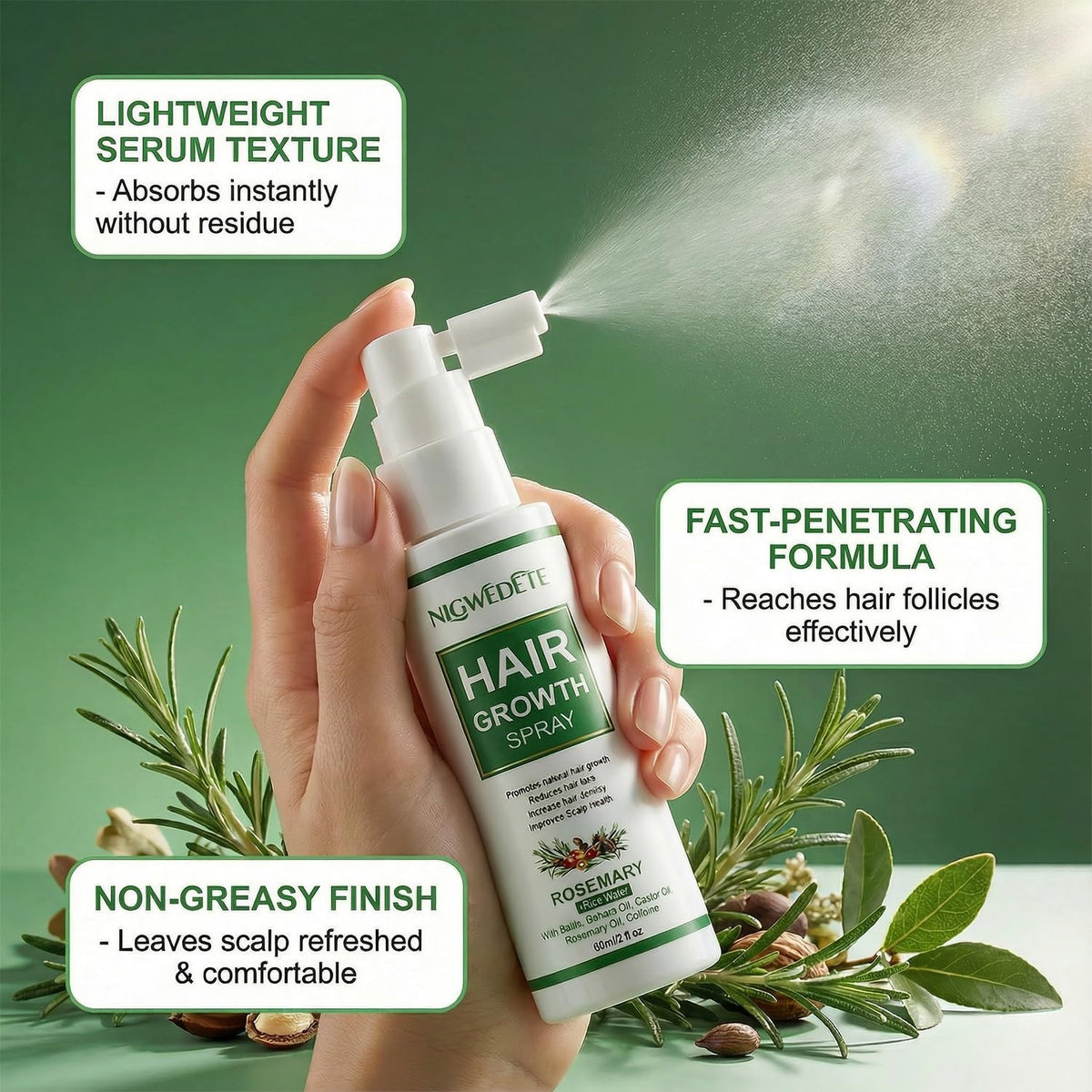Rosemary & Rice Water Hair Growth Spray with Biotin & Caffeine