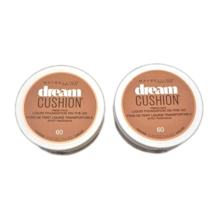 Maybelline Dream Cushion Liquid Foundation On The Go - 60 Cocoa Pack of 2