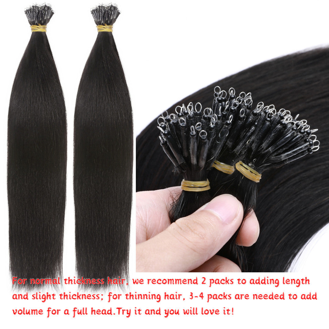 Thick Remy Human Hair Extensions Nano Ring Micro Loop Beads Caramel